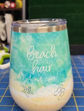 Beach Hair Don't Care Ocean Ombre Stainless 5" Tumbler NWT